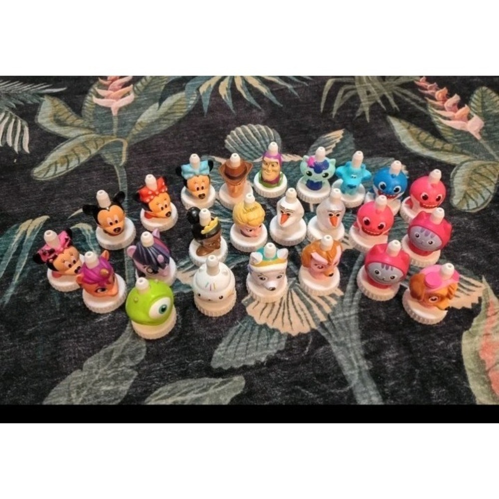 Good 2 Grow Character Bottle Toppers Lot Disney Pixar Sanrio Stitch Buzz Mickey